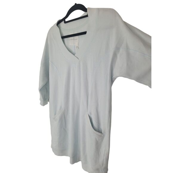 Victoria Secret Tunic Sweater SP Womens Light Blue 1/2 Sleeve Collarless Top - Picture 4 of 8